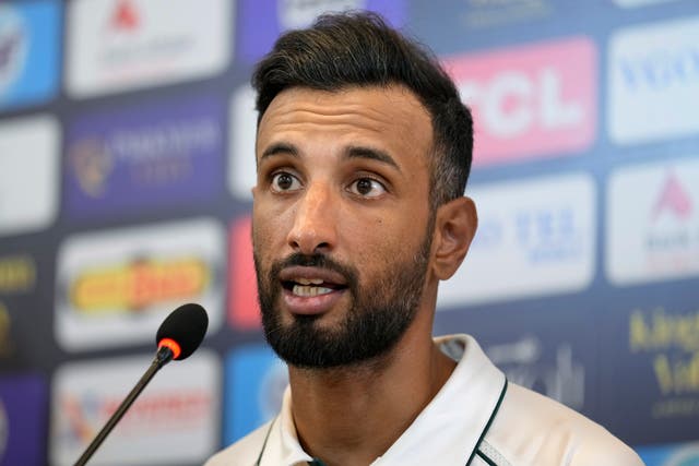 Pakistan captain Shan Masood speaks during a press conference