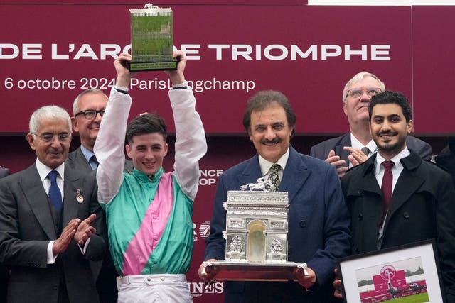 Rossa Ryan celebrates with connections after winning the Arc 