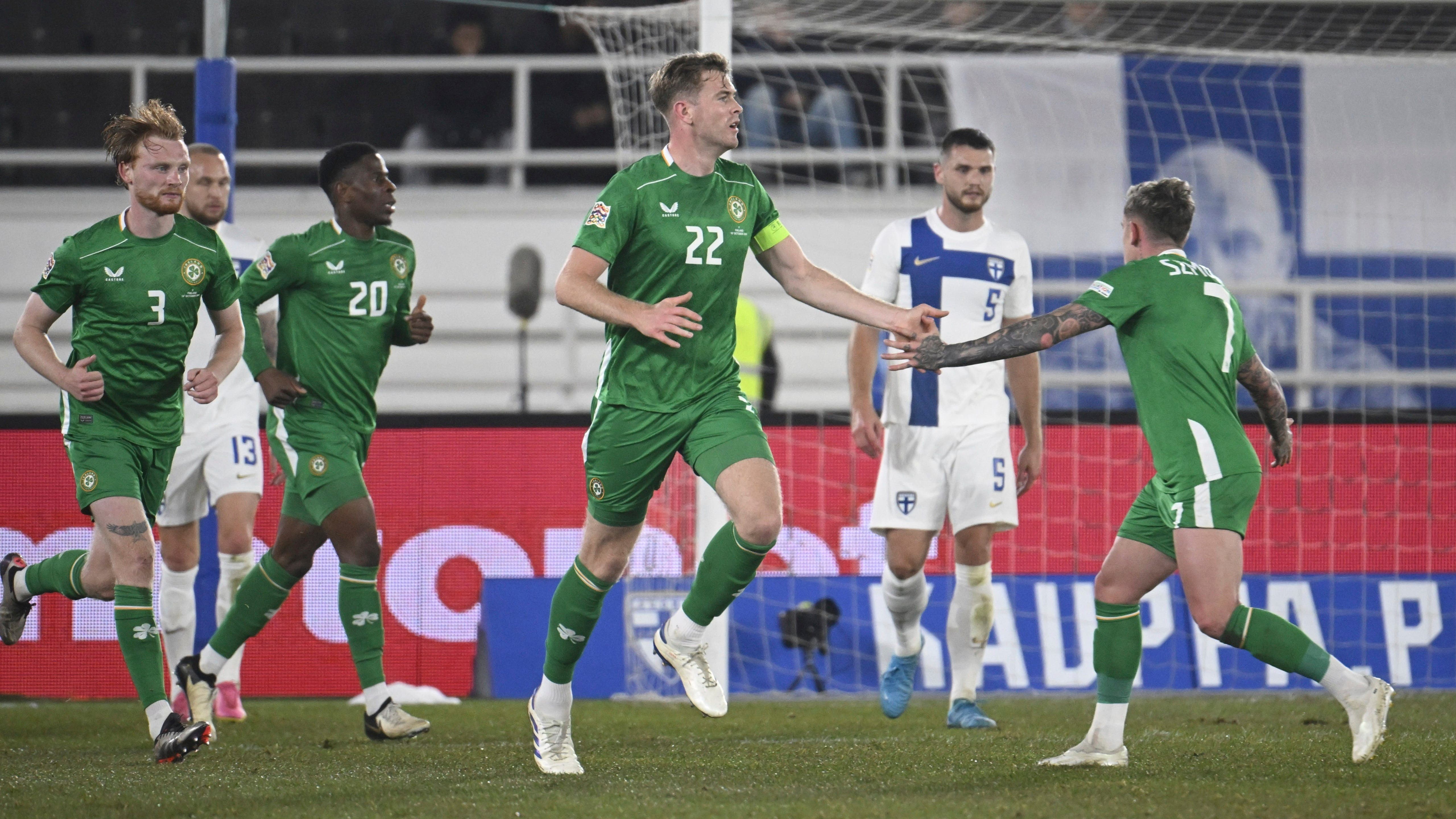 Ireland’s Liam Scales draw his side level in Finland (Antti Aimo-Koivisto/Lehtikuva via AP)