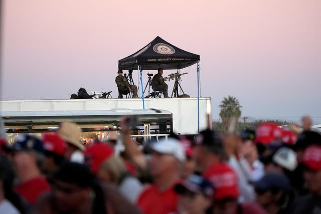 Snipers look over the scene as Donald Trump speaks 