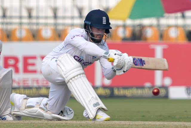 England opener Ben Duckett plays a sweep shot