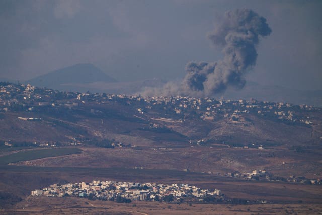 Smoke rises following Israeli bombardment in southern Lebanon as seen from northern Israel 