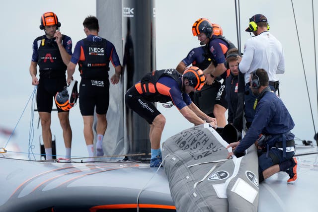 Ineos Britannia crew prepares for the America’s Cup race five in Barcelona