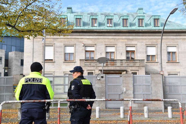 Police outside the German embassy in Berlin