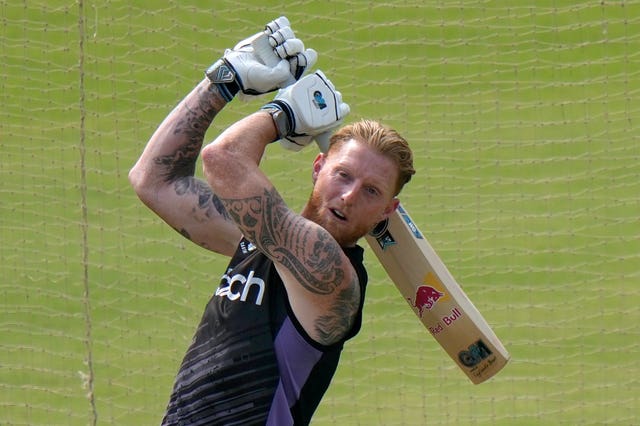 Ben Stokes bats during a practice session