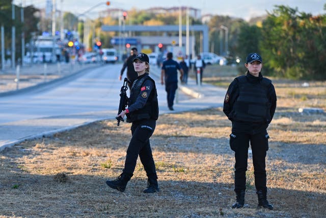 Emergency and security teams outside Turkish Aerospace Industries