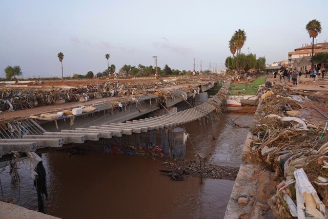 Train tracks affected by floods in Paiporta, near Valencia, Spain