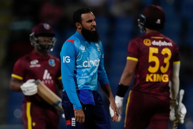 Adil Rashid during England's first ODI against the Windies