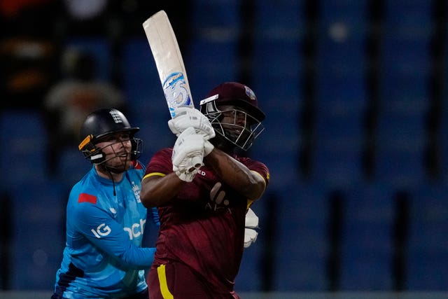 Evin Lewis bats for the West Indies