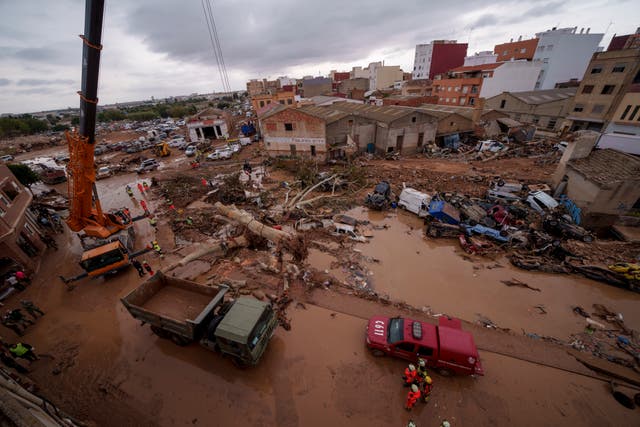 Cars in flooded roads in eastern Spain