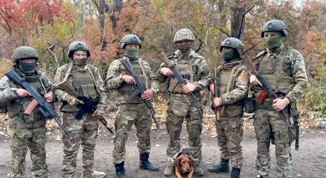 Russian soldiers at an undisclosed location in Ukraine