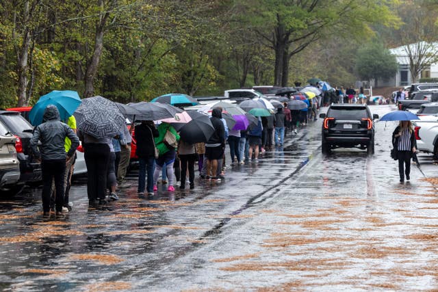 Voters line up to cast their ballots in Birmingham, Alabama