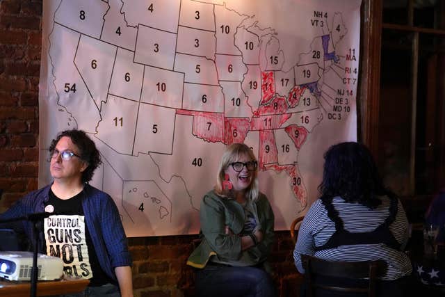 Voters at an election night watch party in Cincinnati