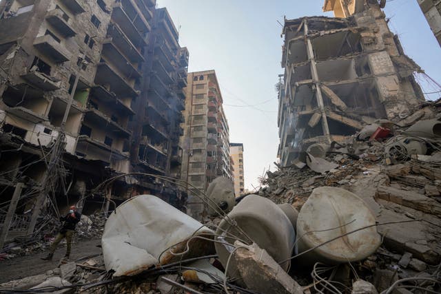 Wrecked streets in Lebanon