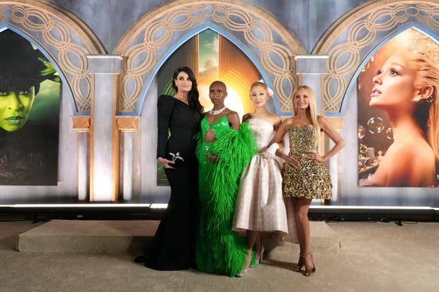 Idina Menzel, Cynthia Erivo, Ariana Grande, and Kristin Chenoweth at the premiere of Wicked