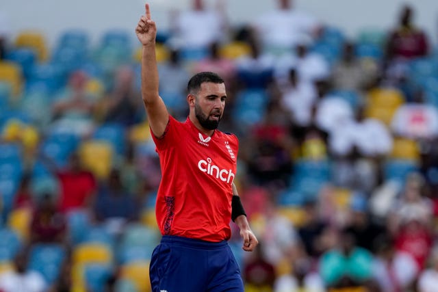 Saqib Mahmood celebrates a wicket