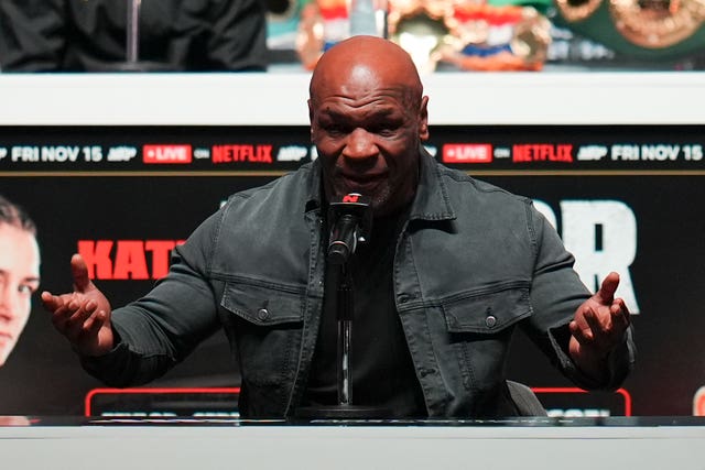 Mike Tyson speaks to the media