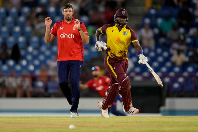 Jamie Overton celebrates a wicket