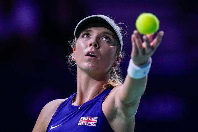 Katie Boulter prepares to serve