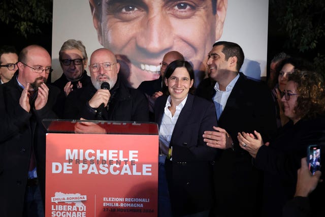 Democratic Party leader Elly Schlein, centre, celebrates following regional elections 