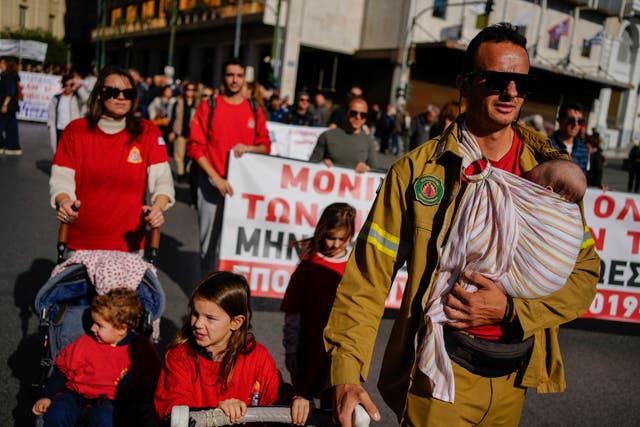 Workers on strike in Greece