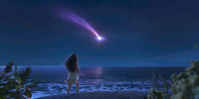 An image of Moana following a star