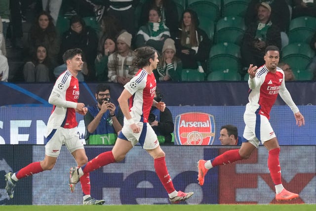 Gabriel Magalhaes leads Arsenal's goal celebrations 