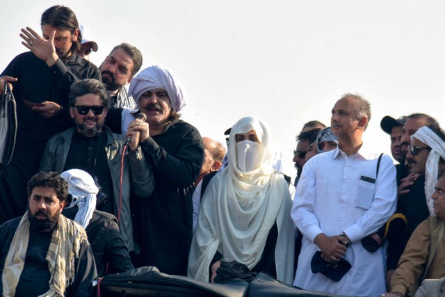 Bushra Bibi with leaders of Khan’s party