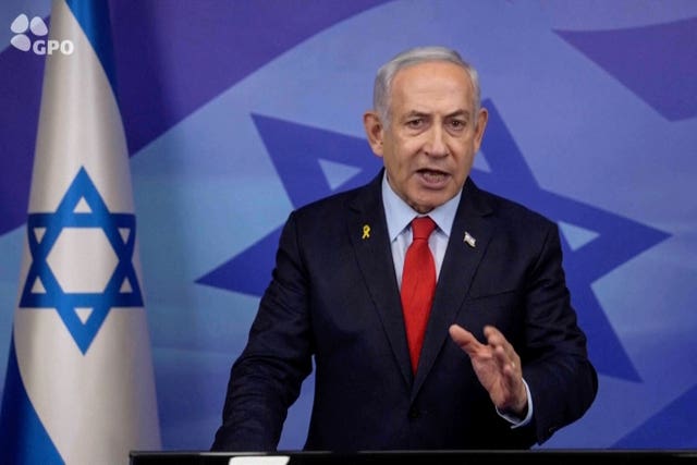 In this screen grab image from video provide by the Israeli Government Press Office, Israeli Prime Minister Benjamin Netanyahu makes a televised statement Tuesday, Nov. 26, 2024, in Jerusalem, Israel