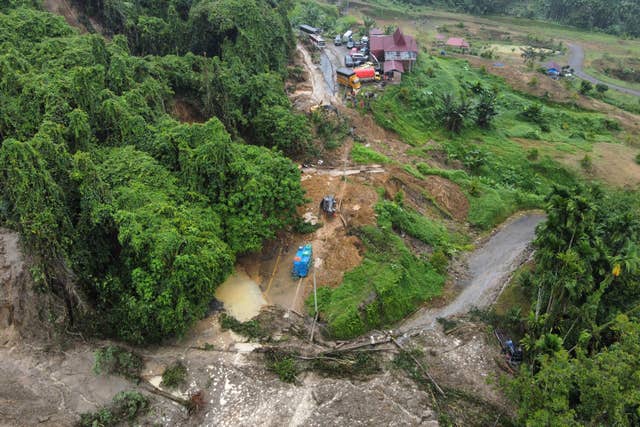 Overhead shot of devastation caused by a landslide