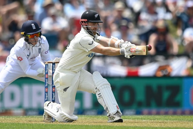 New Zealand’s Kane Williamson bats during play on the first day in Christchurc