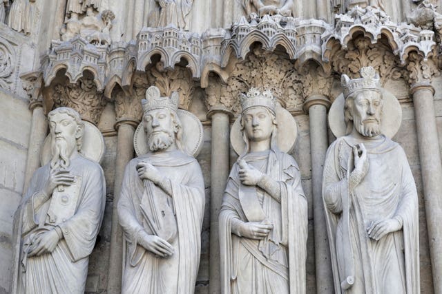 A view of part of a bas-relief outside Notre Dame 