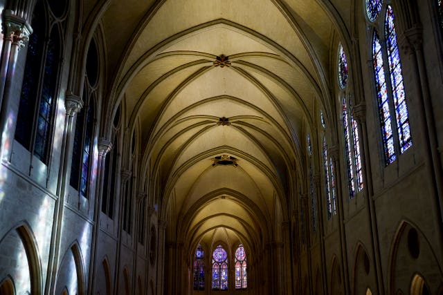 The vaulted ceiling of the Notre-Dame cathedral 