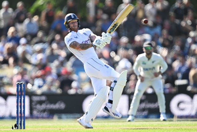 England’s Ben Stokes bats during play on the second day