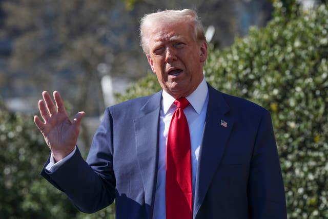 US President Donald Trump speaks on the South Lawn of the White House 