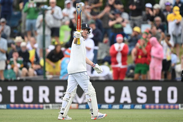 England’s Harry Brook gestures to the crowd as he leaves the field 