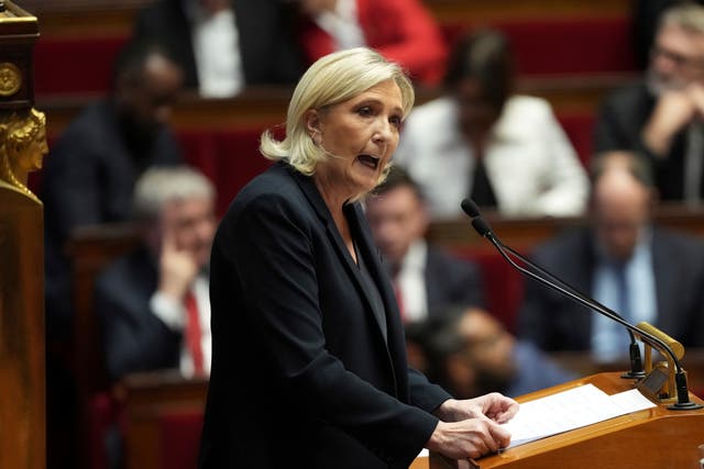 Marine Le Pen speaks in the National Assembly