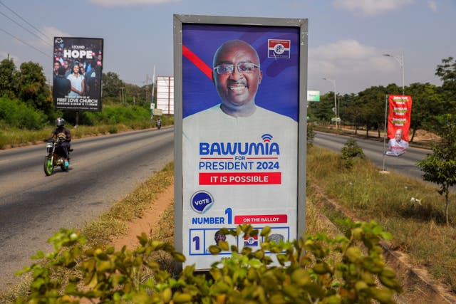 A view of a billboard of presidential candidate and Vice President Mahamudu Bawumia on a street, in Accra