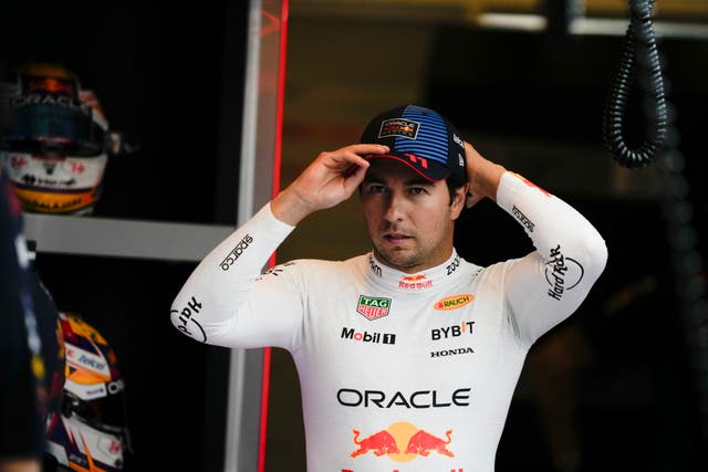 Sergio Perez in the garage