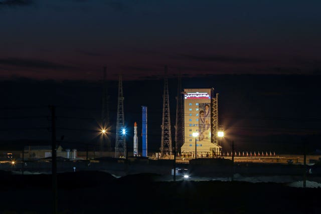 The spaceport at night before launch