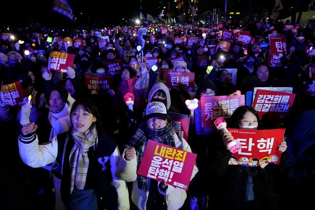 Protesters stage a rally demanding Yoon Suk Yeol’s impeachment