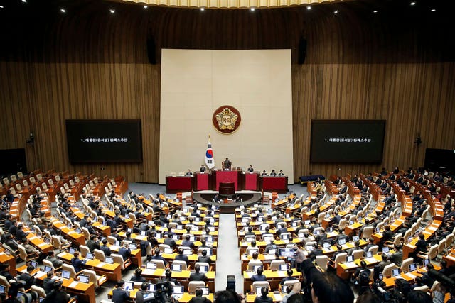 An overhead view of the South Korean parliament