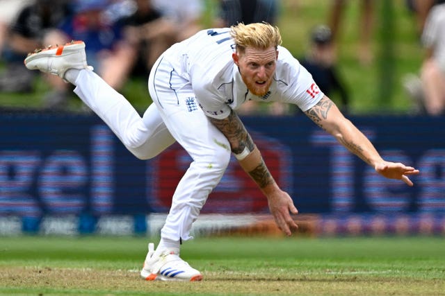 England’s Ben Stokes bowls during play on day one