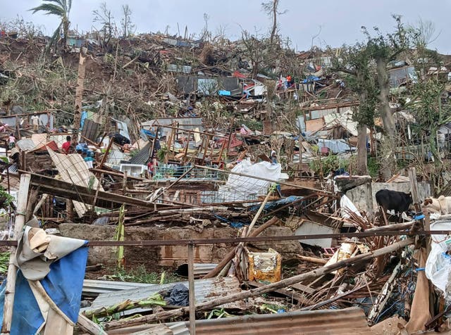 Extensive damage on Mayotte after a cyclone hit