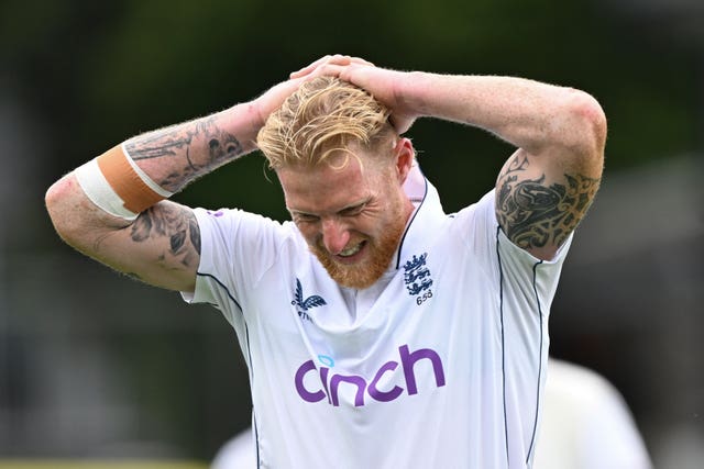 Stokes clutches his head after injury in Hamilton