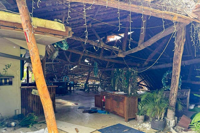 The inside of a damaged building in Port Vila