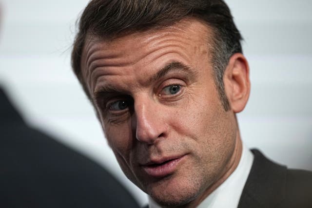 A close-up of French President Emmanuel Macron 