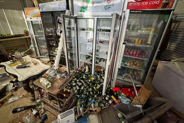 The inside of a damaged building in Port Vila