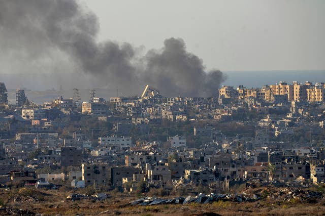 Smoke rises following an explosion in the Gaza Strip