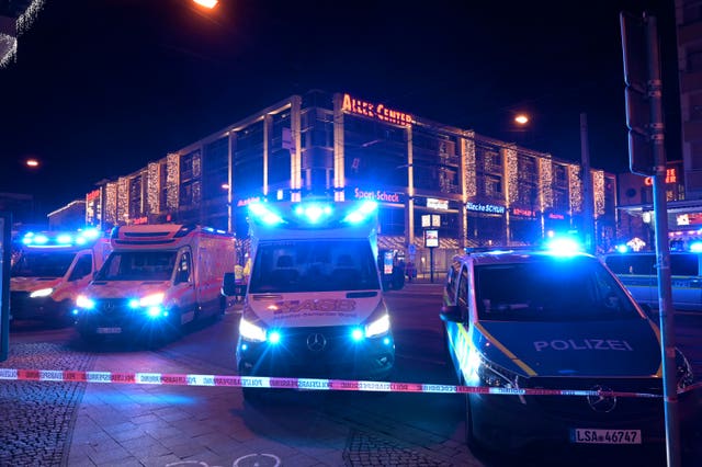 Emergency service vehicles at the Christmas market in Magdeburg